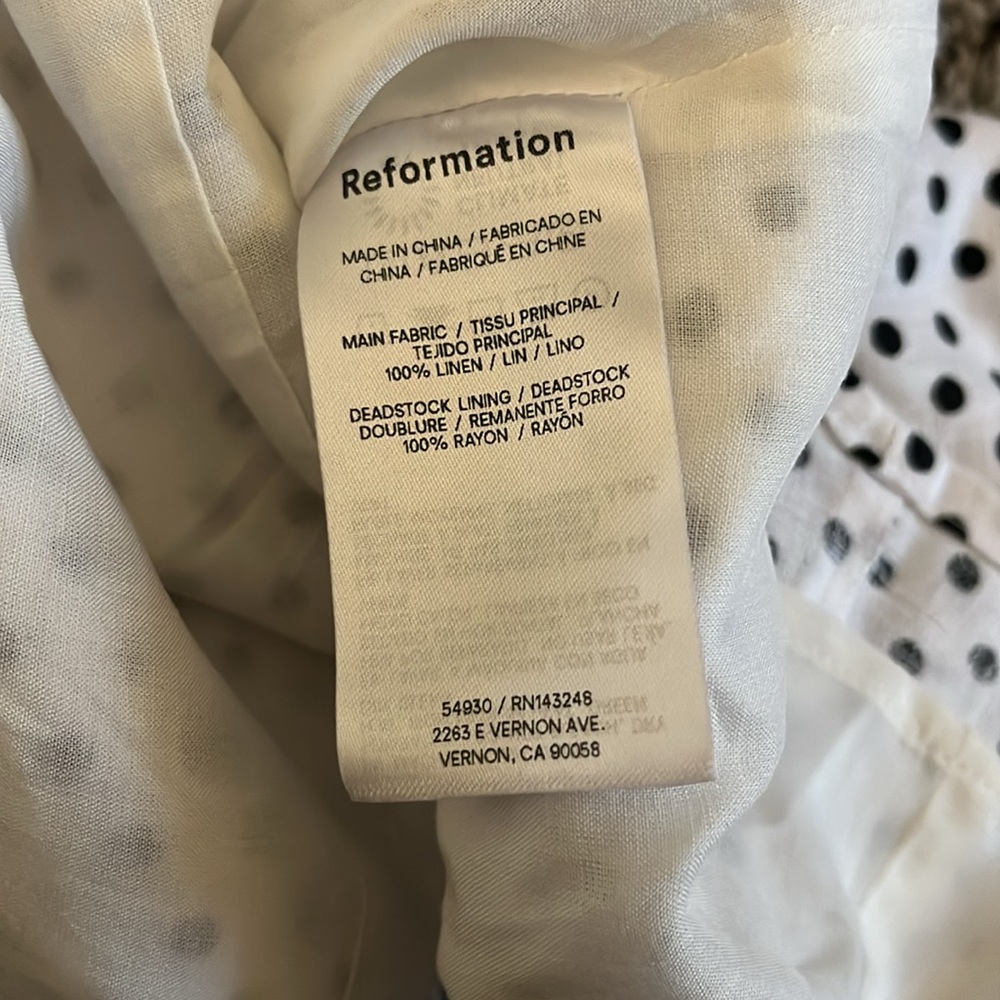NWT Reformation Evette Linen Top in Eclipse Dot - Picture 8 of 9